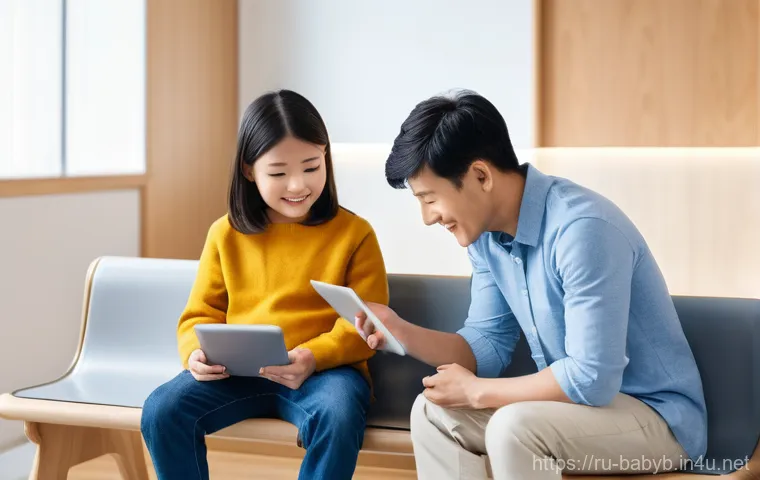 베이비버스 노래 다운로드 방법 - **Prompt:** A tranquil scene inside a clean, modern doctor's waiting room. A young child, aged 3-4, ...