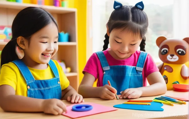 베이비버스 콘텐츠를 활용한 창의 활동 - **BabyBus Playroom Craft Session**
A vibrant and cheerful image of a diverse group of young chil...